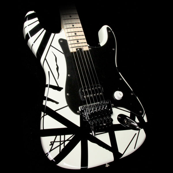 EVH Striped Series White with Black Stripes | The Music Zoo