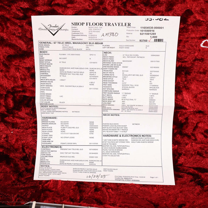 Fender Custom Shop '67 Set Neck Telecaster Masterbuilt Austin MacNutt Relic Black 2025