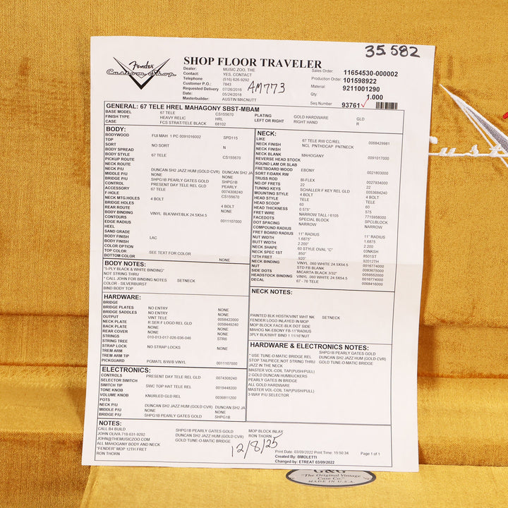 Fender Custom Shop '67 Set Neck Telecaster Masterbuilt Austin MacNutt Relic Silverburst