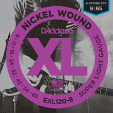 D'Addario EXL120-8 Nickel Wound 8-String Electric Guitar Strings (Super Light 9-65)