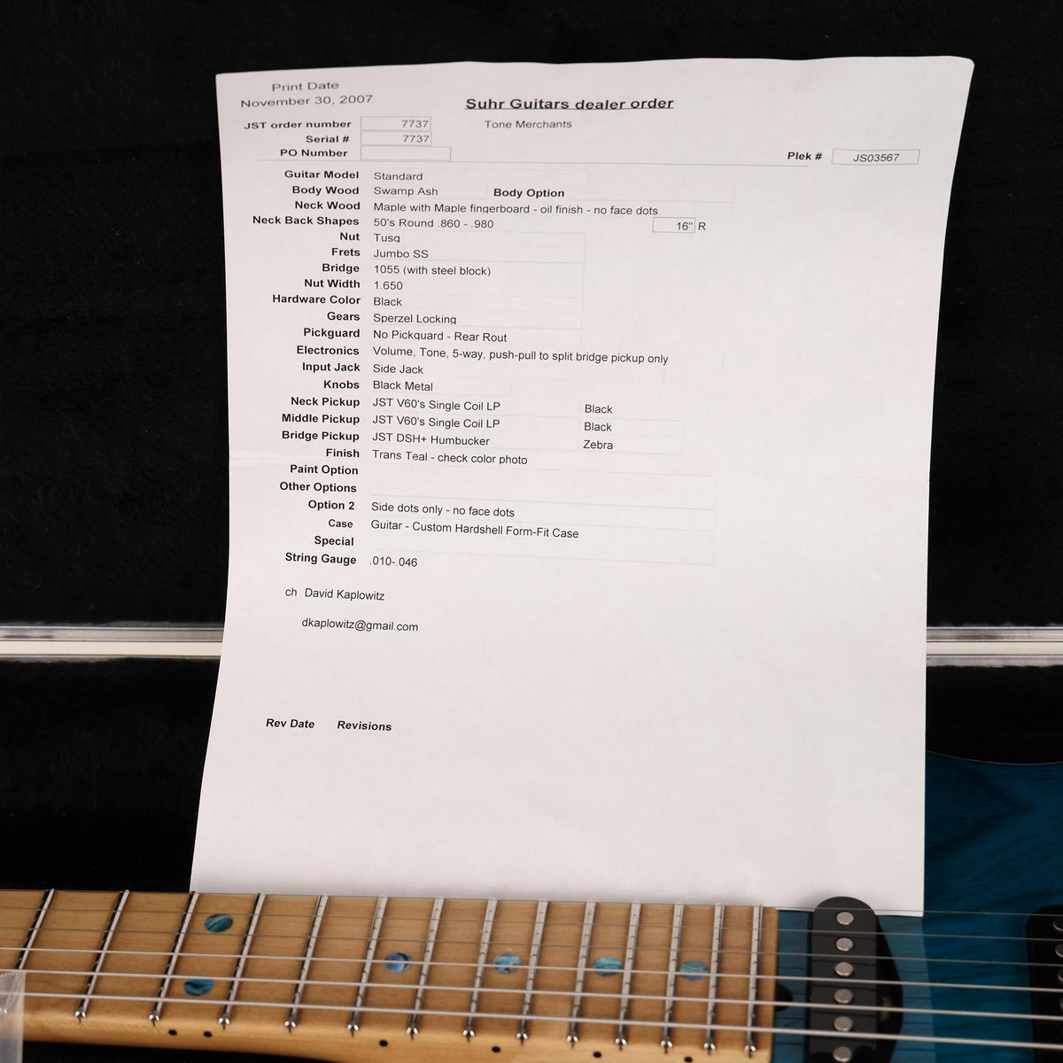 Suhr Standard Trans Teal 2007 — 10