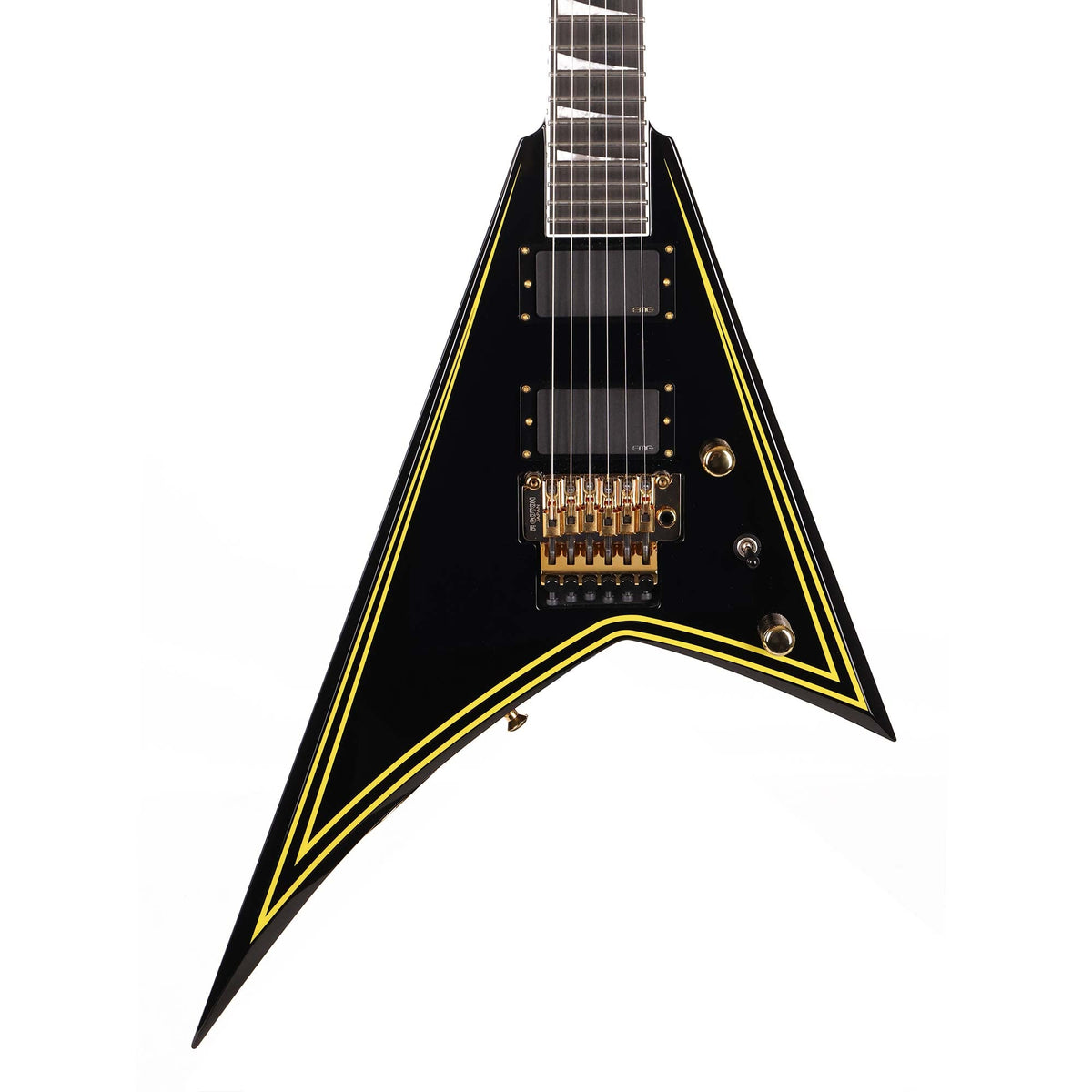 Jackson MJ Series Rhoads RR24MG Black with Yellow Pinstripes — 1
