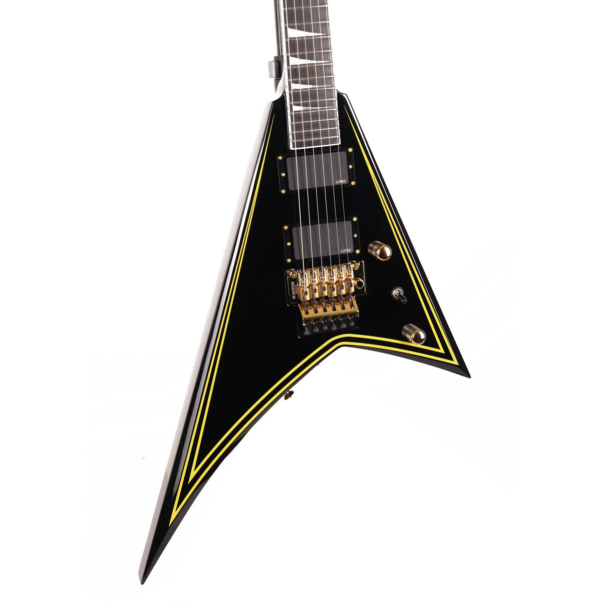 Jackson MJ Series Rhoads RR24MG Black with Yellow Pinstripes — 5