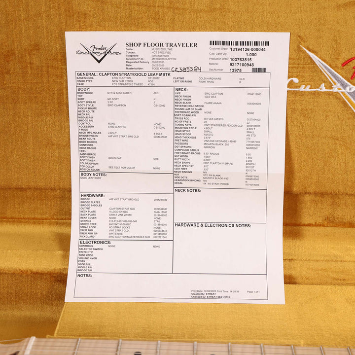 Fender Custom Shop Eric Clapton Stratocaster Masterbuilt Todd Krause Gold Leaf