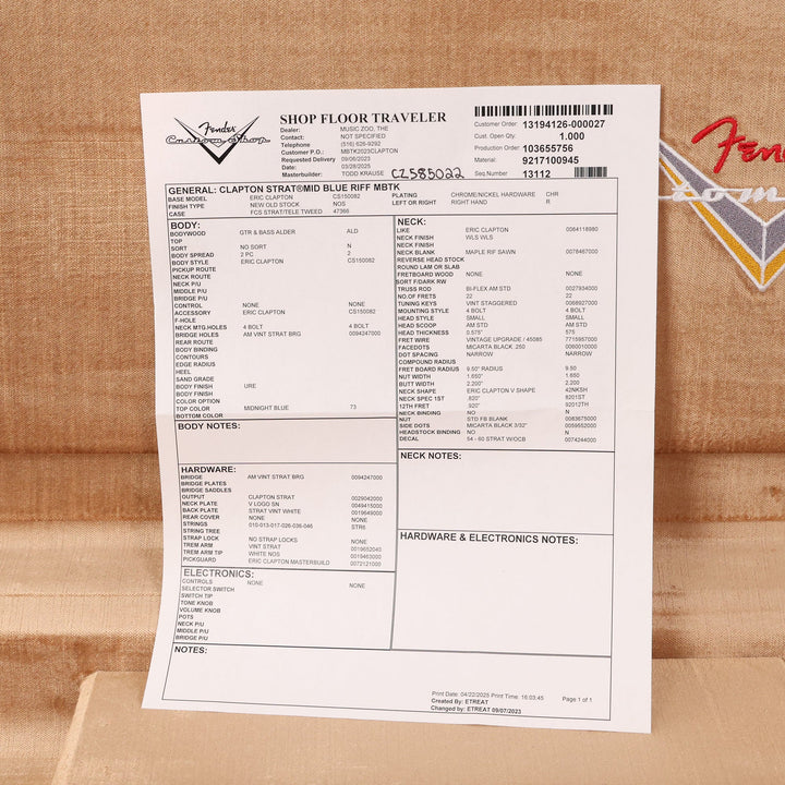 Fender Custom Shop Eric Clapton Stratocaster Masterbuilt Todd Krause Midnight Blue