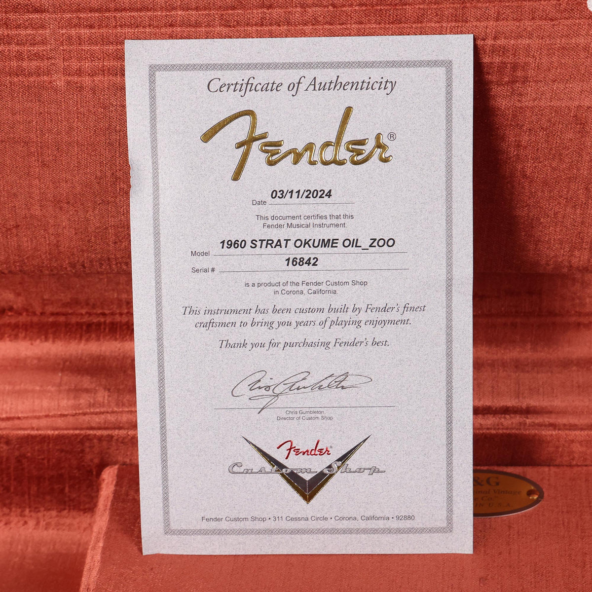 Fender Custom Shop '60 Okoume Stratocaster Natural Oil — 9