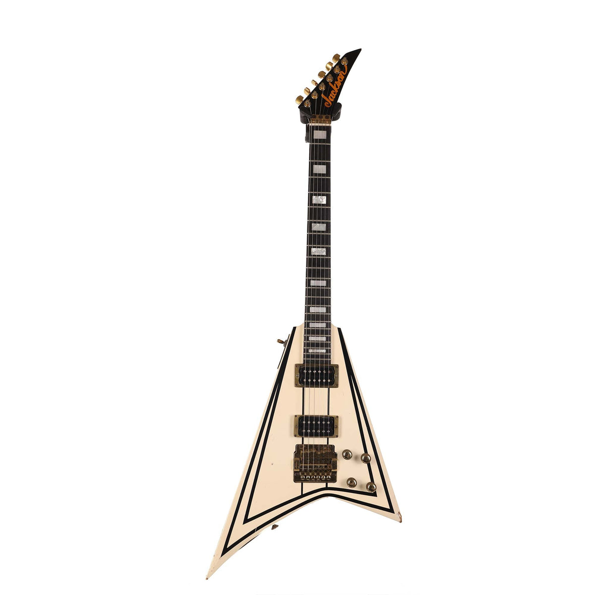 1983 Jackson RR 'Short Wing' Guitar White with Black Pinstripes — 2