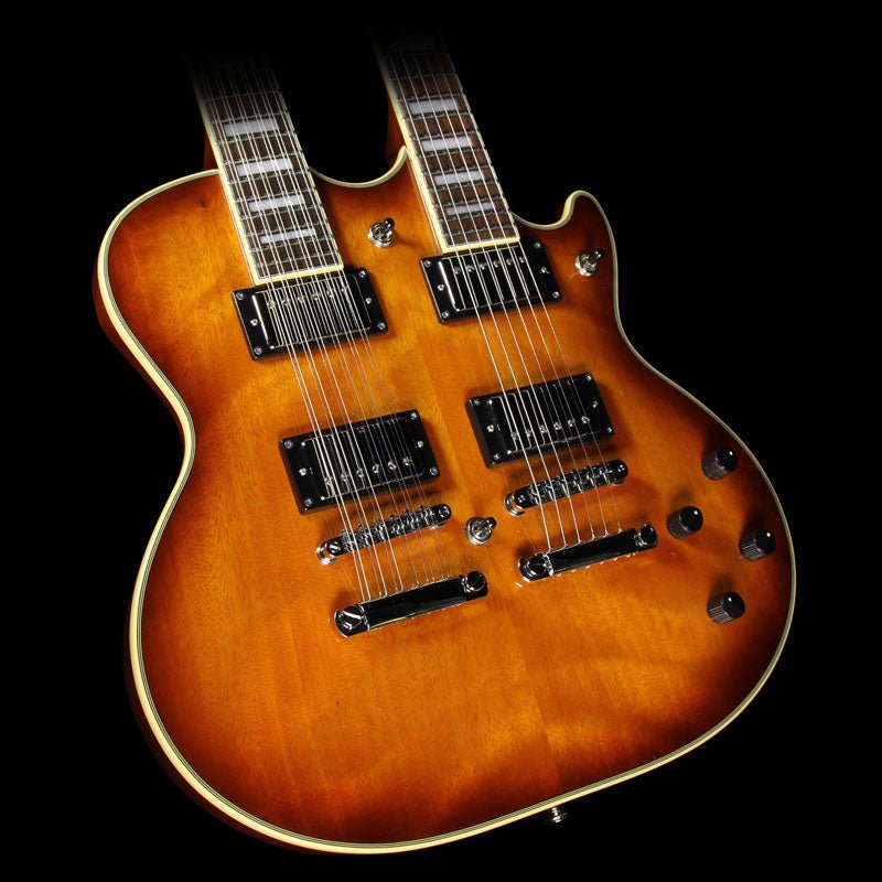 D'Angelico Premier Series Doubleneck Electric Guitar Vintage Sunburst — 1