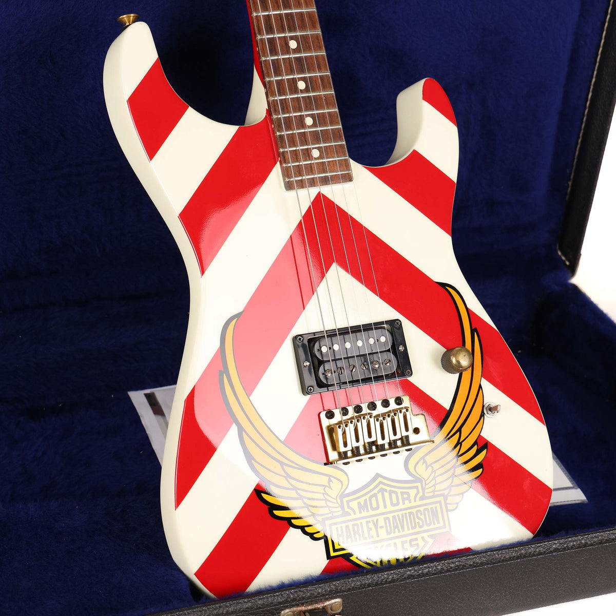 1981 Jackson Pre-Production Soloist White and Red Chevron with Harley Davidson Graphic by Mike Learn — 8