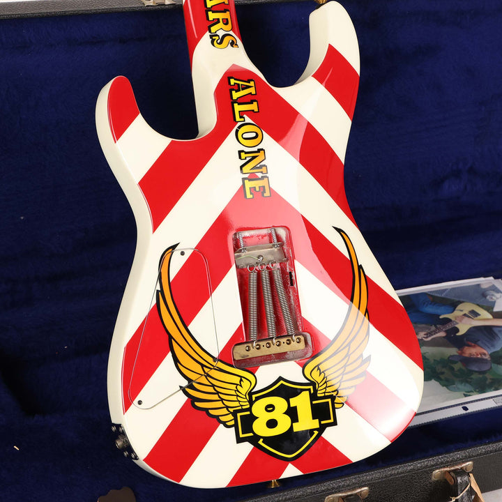1981 Jackson Pre-Production Soloist White and Red Chevron with Harley Davidson Graphic by Mike Learn