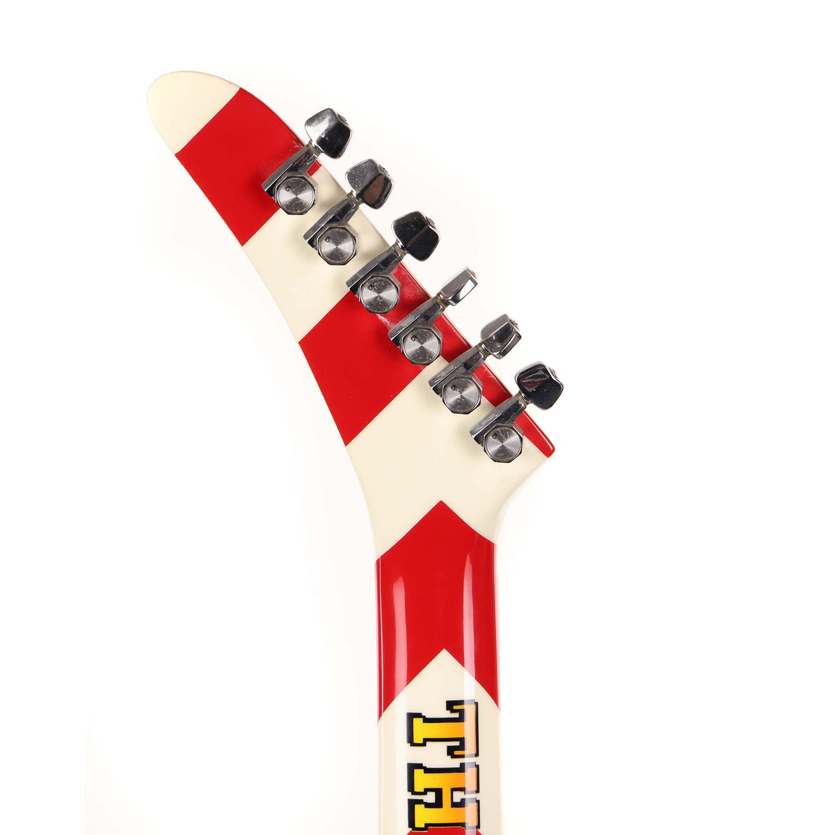 1981 Jackson Pre-Production Soloist White and Red Chevron with Harley Davidson Graphic by Mike Learn — 6