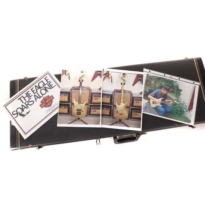 1981 Jackson Pre-Production Soloist White and Red Chevron with Harley Davidson Graphic by Mike Learn