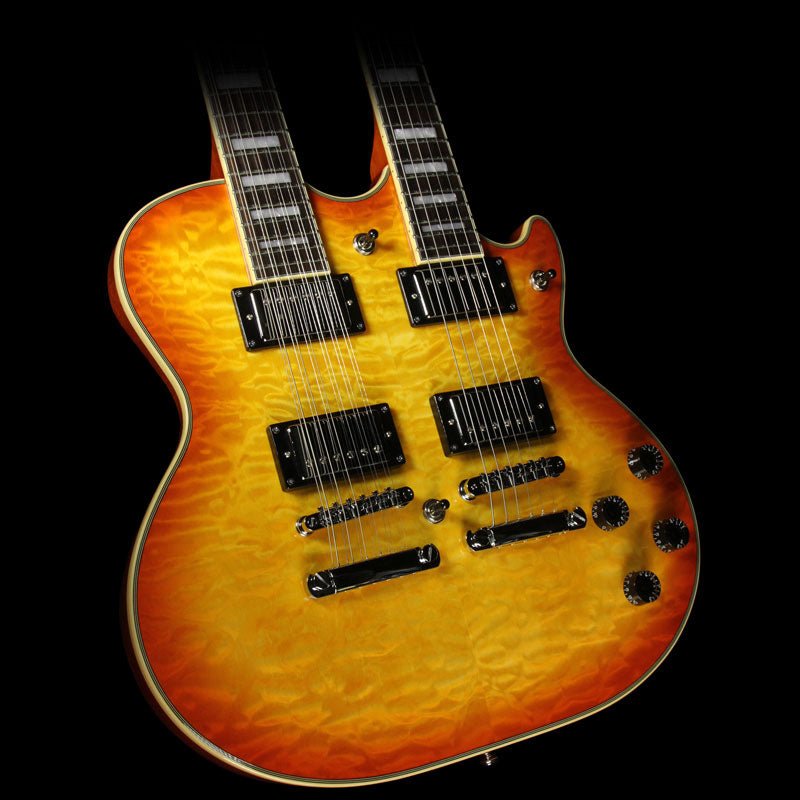 D'Angelico Premier Series Doubleneck Electric Guitar Honey Burst — 1