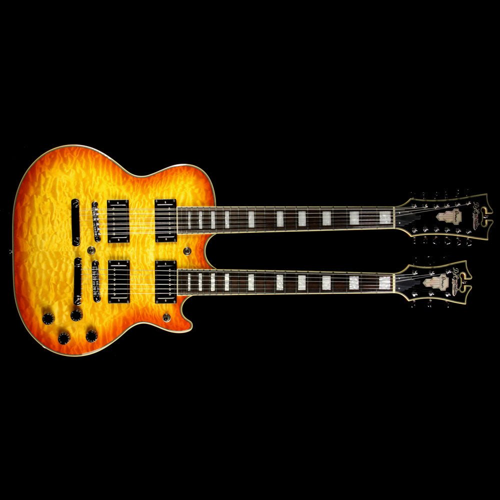 D'Angelico Premier Series Doubleneck Electric Guitar Honey Burst — 2