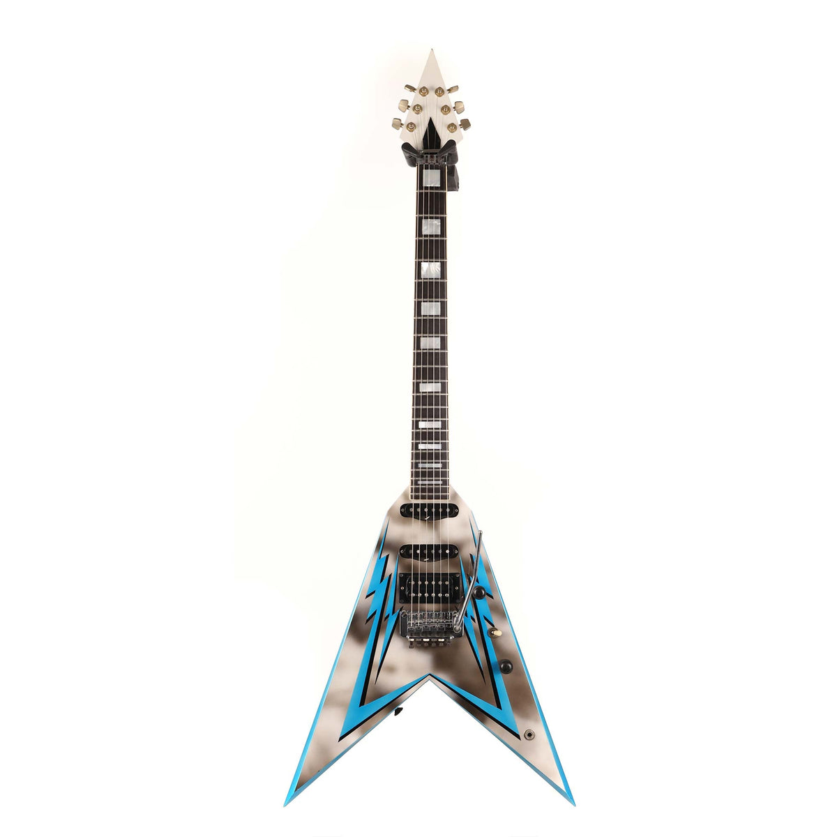 1980 Charvel Vic Vergat Pointy V Gray Airbrush and Blue Lightning Bolts — 2