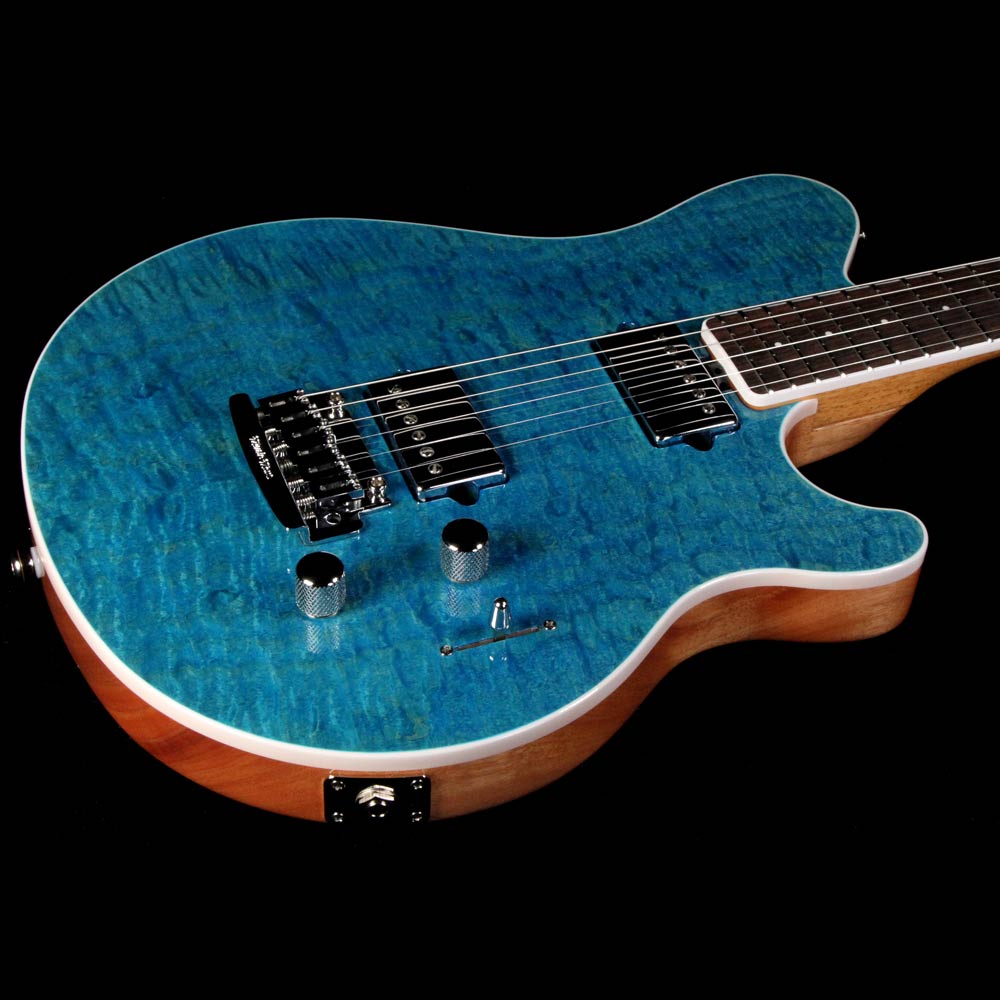 Ernie Ball Music Man BFR Axis Super Sport Tremolo Electric Guitar Aqua Blue Quilt Top — 5