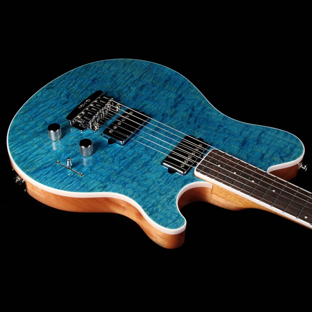 Ernie Ball Music Man BFR Axis Super Sport Tremolo Electric Guitar Aqua Blue Quilt Top — 6