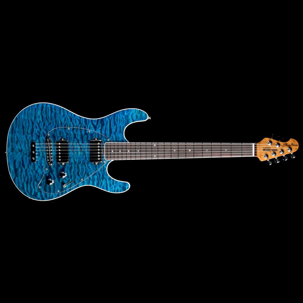 Ernie Ball Music Man Ball Family Reserve Steve Morse HH Electric Guitar Tahitian Blue Quilt — 2