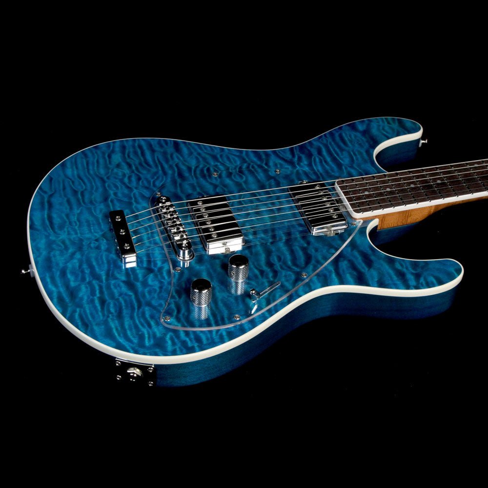 Ernie Ball Music Man Ball Family Reserve Steve Morse HH Electric Guitar Tahitian Blue Quilt — 7