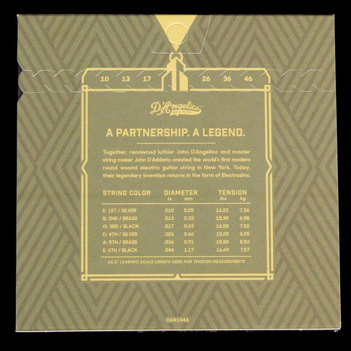 D'Angelico Electrozinc Rock Strings Electric Guitar Strings 10-46 (Plain 3rd)