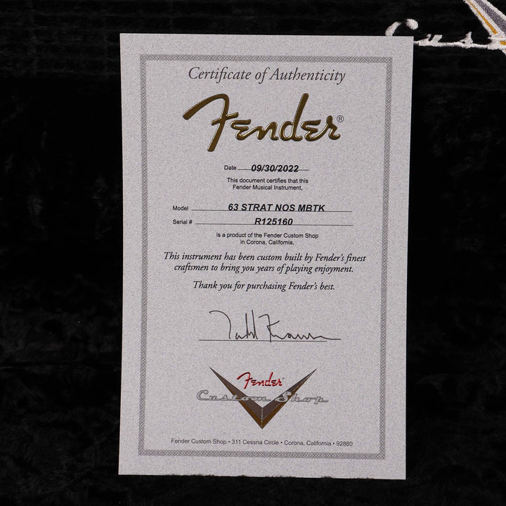 Fender Custom Shop 1963 Stratocaster Hardtail Roasted Alder Trans Amber Masterbuilt Todd Krause 2022