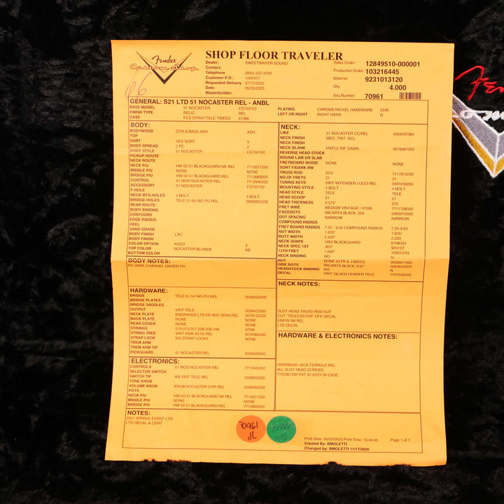 Fender Custom Shop Limited Edition ‘51 Nocaster Relic Aged Nocaster Blonde 2023