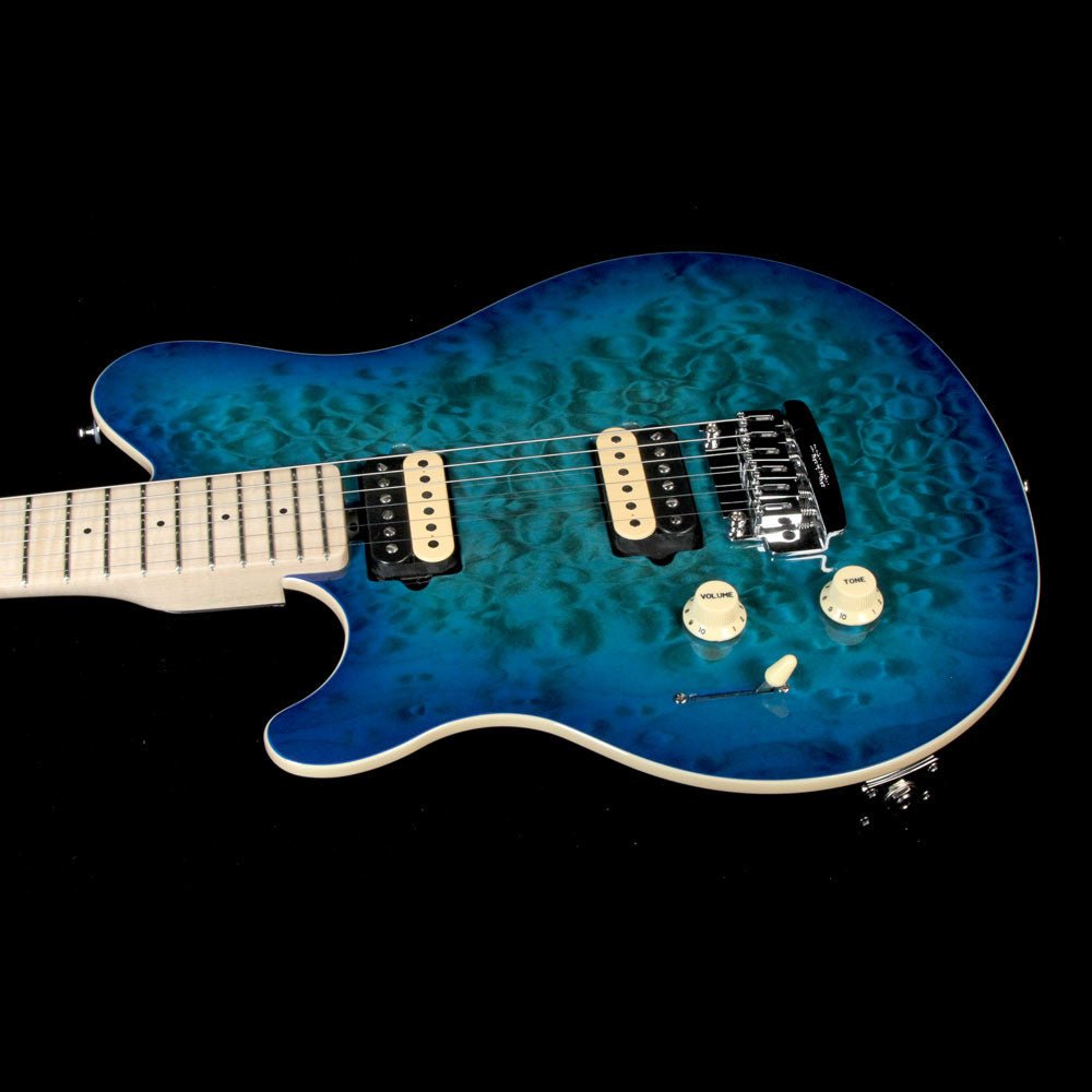 Ernie Ball Music Man Axis Super Sport Tremolo Left-Handed Balboa Blue Quilt Top — 5