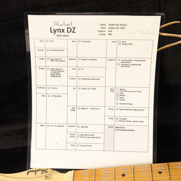 Shabat Lynx DZ Dweezil Zappa Model Olympic White 2024