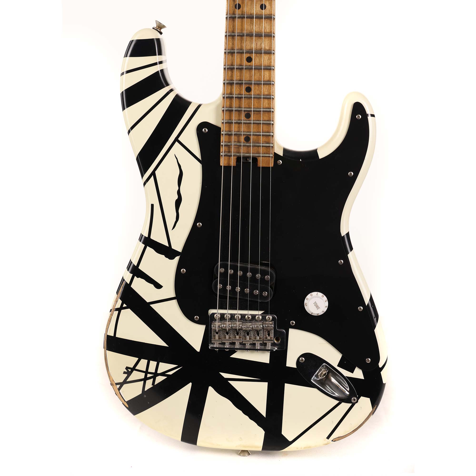 EVH Striped Series '78 Eruption White with Black Stripes Relic