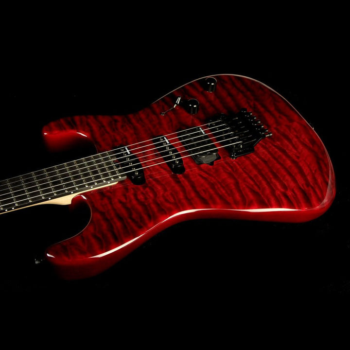 Charvel Custom Shop San Dimas Quilt Top Electric Guitar Trans Black Cherry