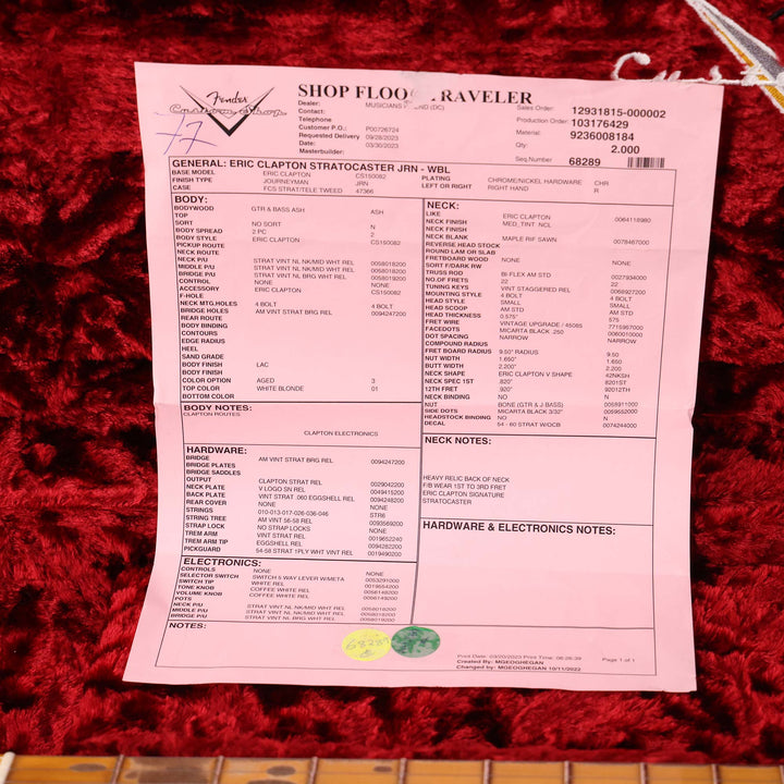 Fender Custom Shop Eric Clapton Stratocaster White Blonde Journeyman Relic 2023