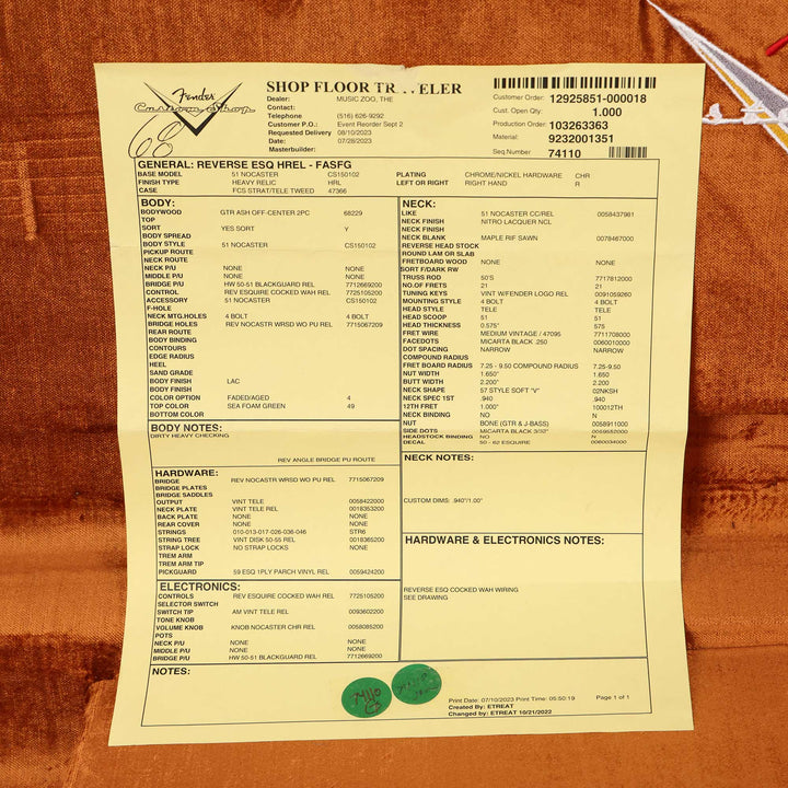 Fender Custom Shop Reverse Esquire Heavy Relic Faded Aged Seafoam Green 2023