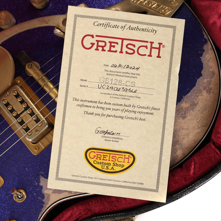 Gretsch Custom Shop G6128-CS Duo Jet Masterbuilt Gonzalo Madrigal Purple Sparkle Heavy Relic 2024