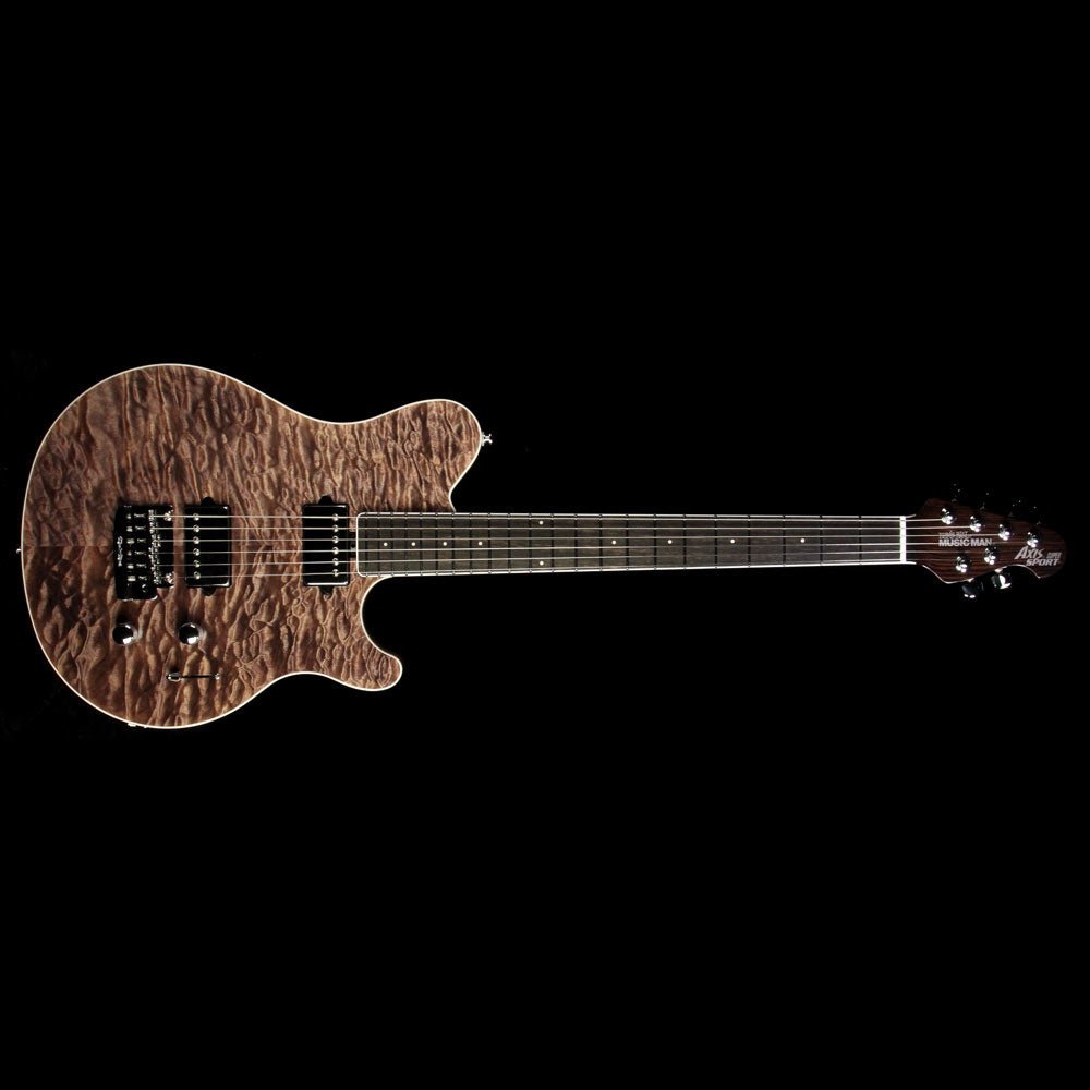 Ernie Ball Music Man BFR Axis Super Sport Tremolo Trans Black Quilt Top — 2