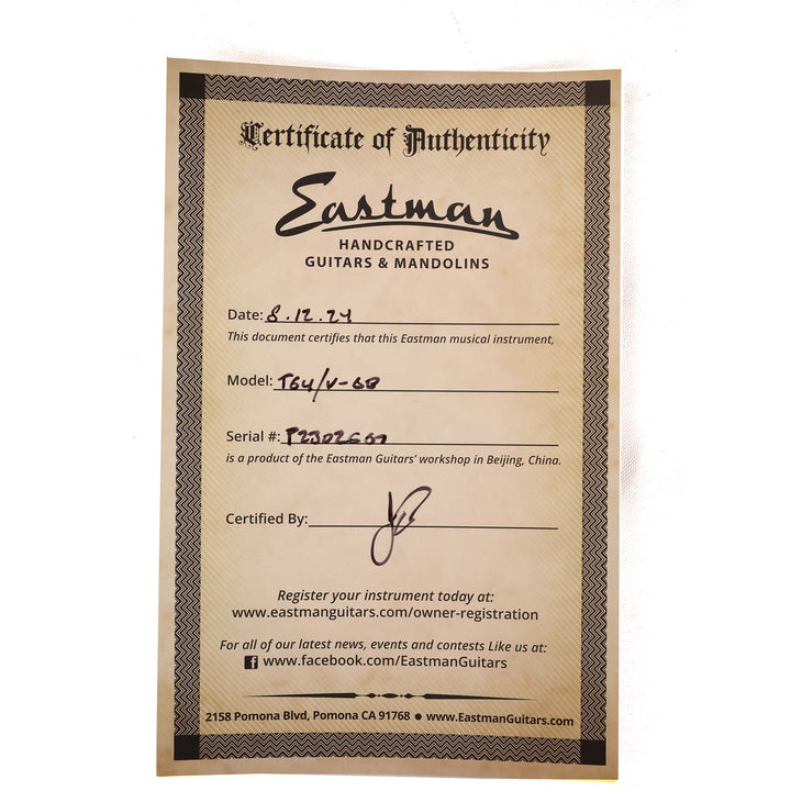 Eastman T64/v-GB Thinline Hollowbody Guitar Antique Goldburst Varnish 2024