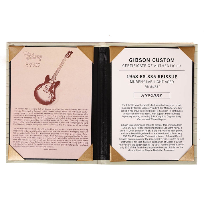 Gibson Custom Shop 1958 ES-335 Murphy Lab Light Aged Tri-Burst Limited Edition 2024