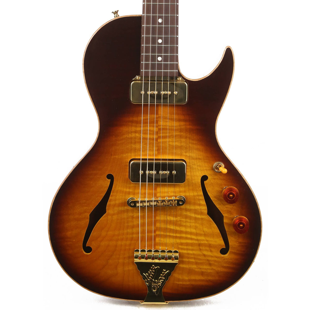 B&G Guitars Little Sister Crossroads Cutaway P-90 Tobacco Burst — 1
