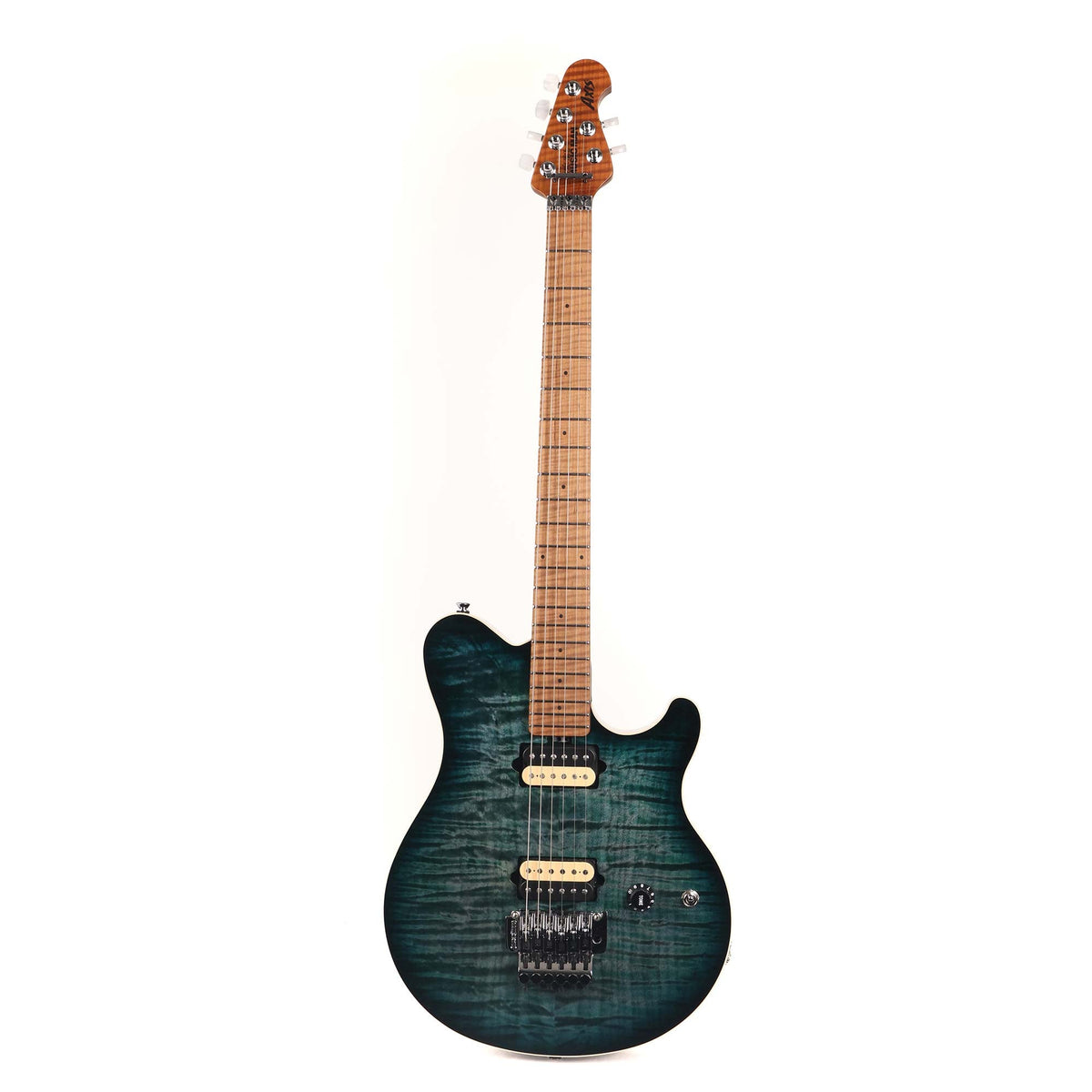 Ernie Ball Music Man Axis Guitar Yucatan Blue Flame 2023 — 2