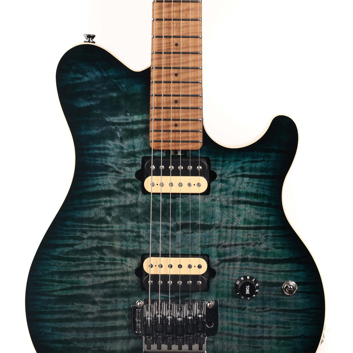 Ernie Ball Music Man Axis Guitar Yucatan Blue Flame 2023 — 4