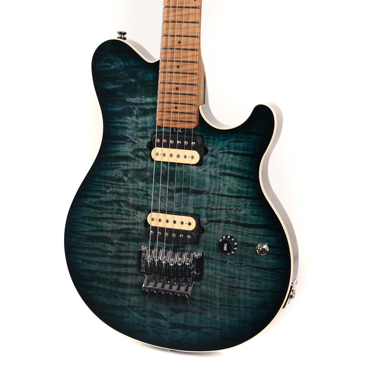 Ernie Ball Music Man Axis Guitar Yucatan Blue Flame 2023 — 5