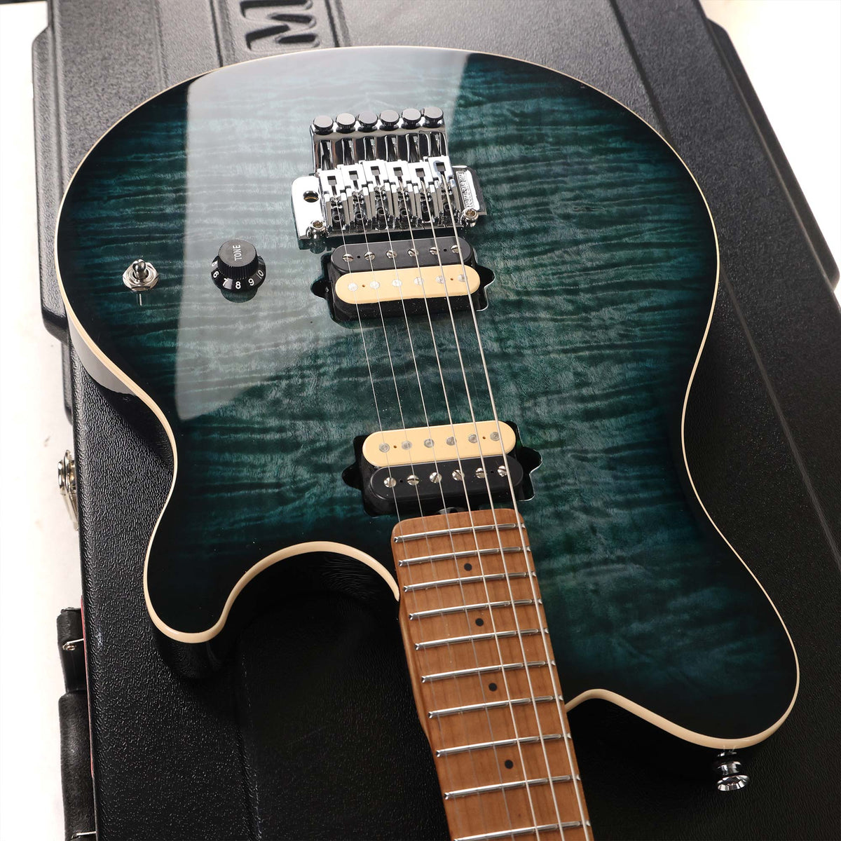 Ernie Ball Music Man Axis Guitar Yucatan Blue Flame 2023 — 6