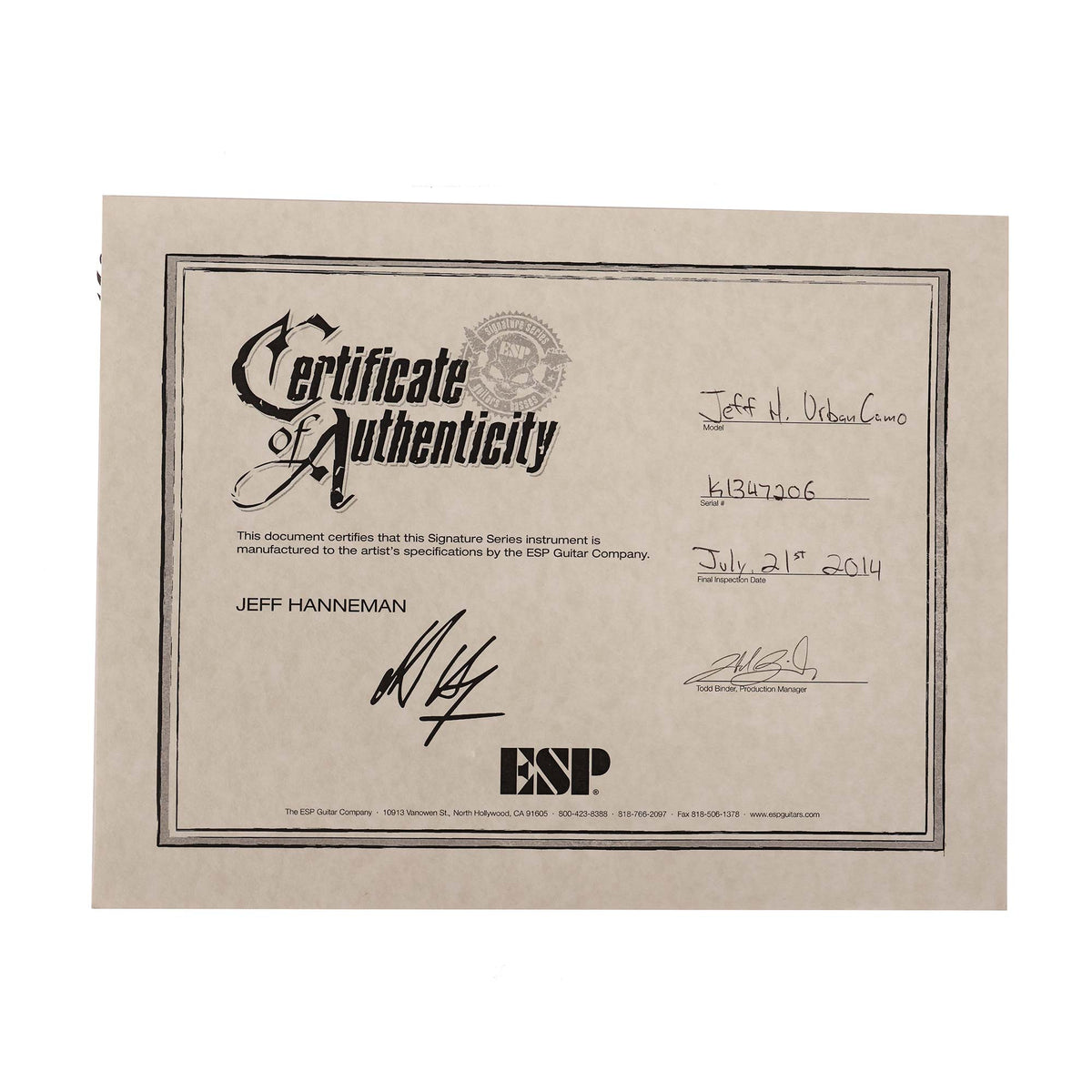 ESP Jeff Hanneman Signature Guitar Urban Camo 2014 — 10