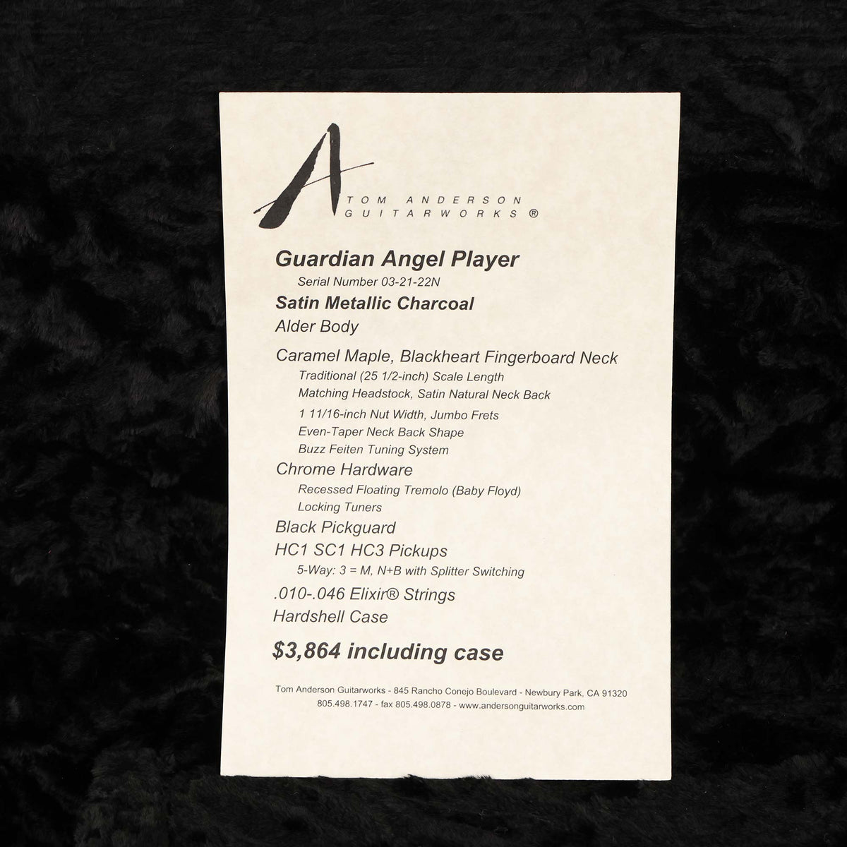 Tom Anderson Guardian Angel Player Guitar Satin Metallic Charcoal 2022 — 10