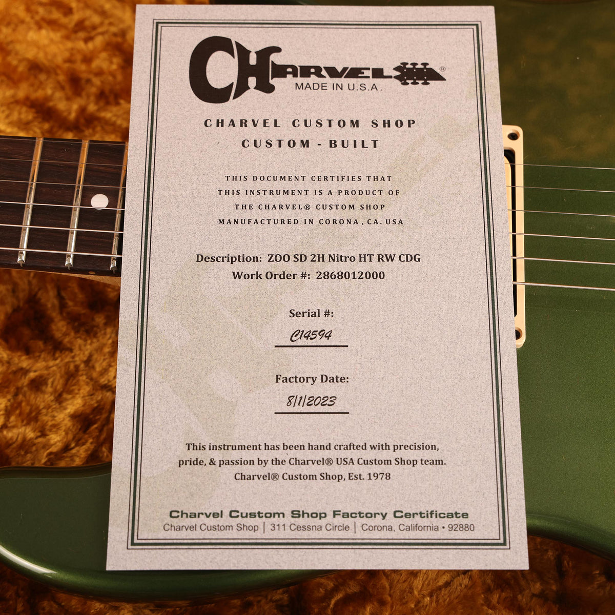 Charvel Custom Shop San Dimas NOS Nitro Cadillac Green — 8
