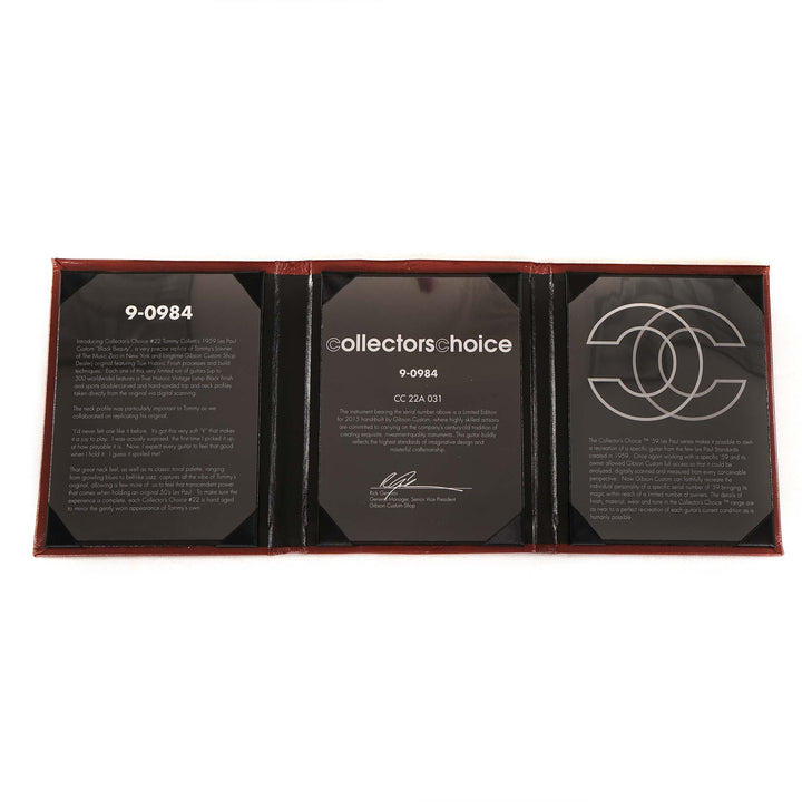 Gibson Custom Shop Collector's Choice 22 Tommy Colletti 1959 Les Paul Custom Aged Ebony 2015