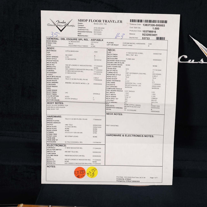 Fender Custom Shop Double Esquire Special Relic Aged Silver Sparkle and Black 2025