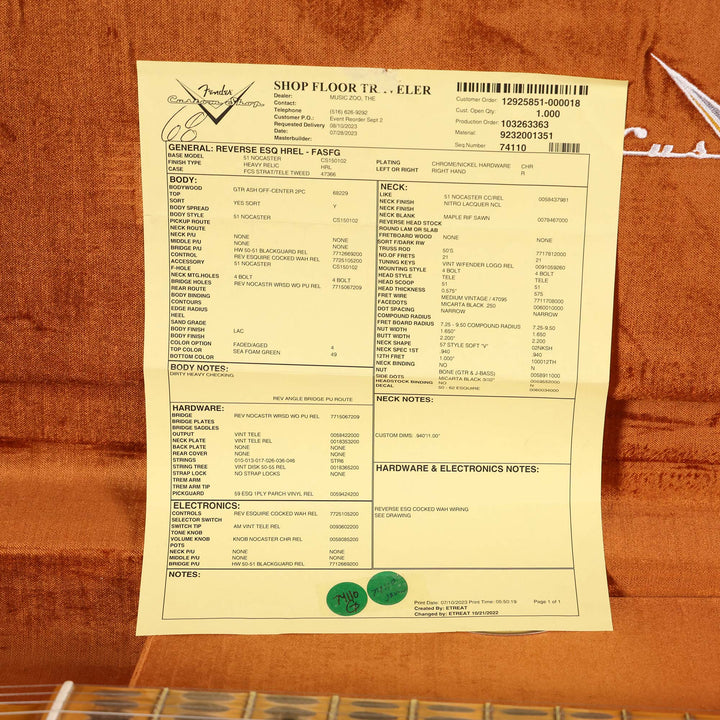 Fender Custom Shop Reverse Esquire Heavy Relic Faded Aged Seafoam Green 2023