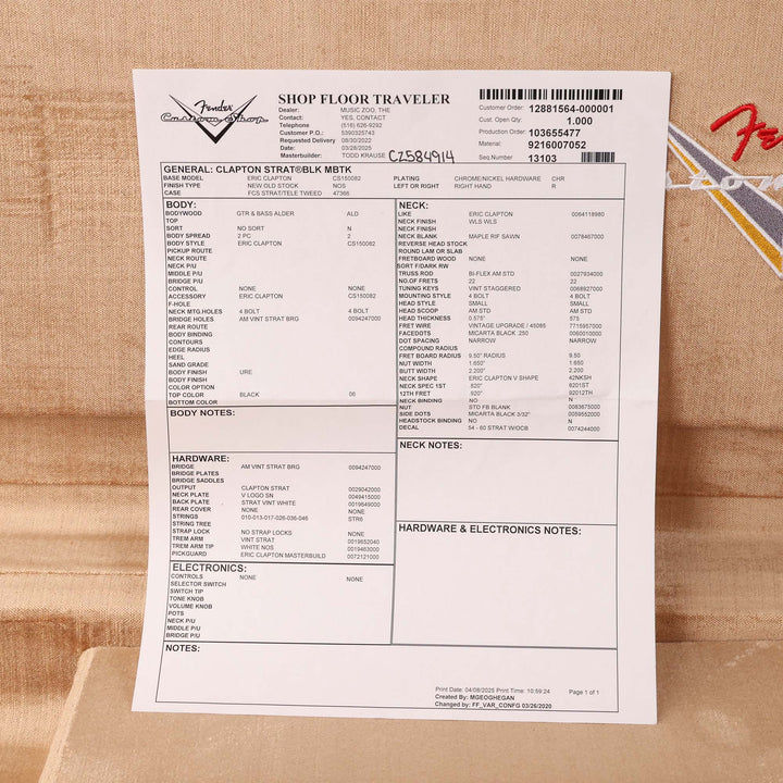 Fender Custom Shop Eric Clapton Stratocaster Masterbuilt Todd Krause Black