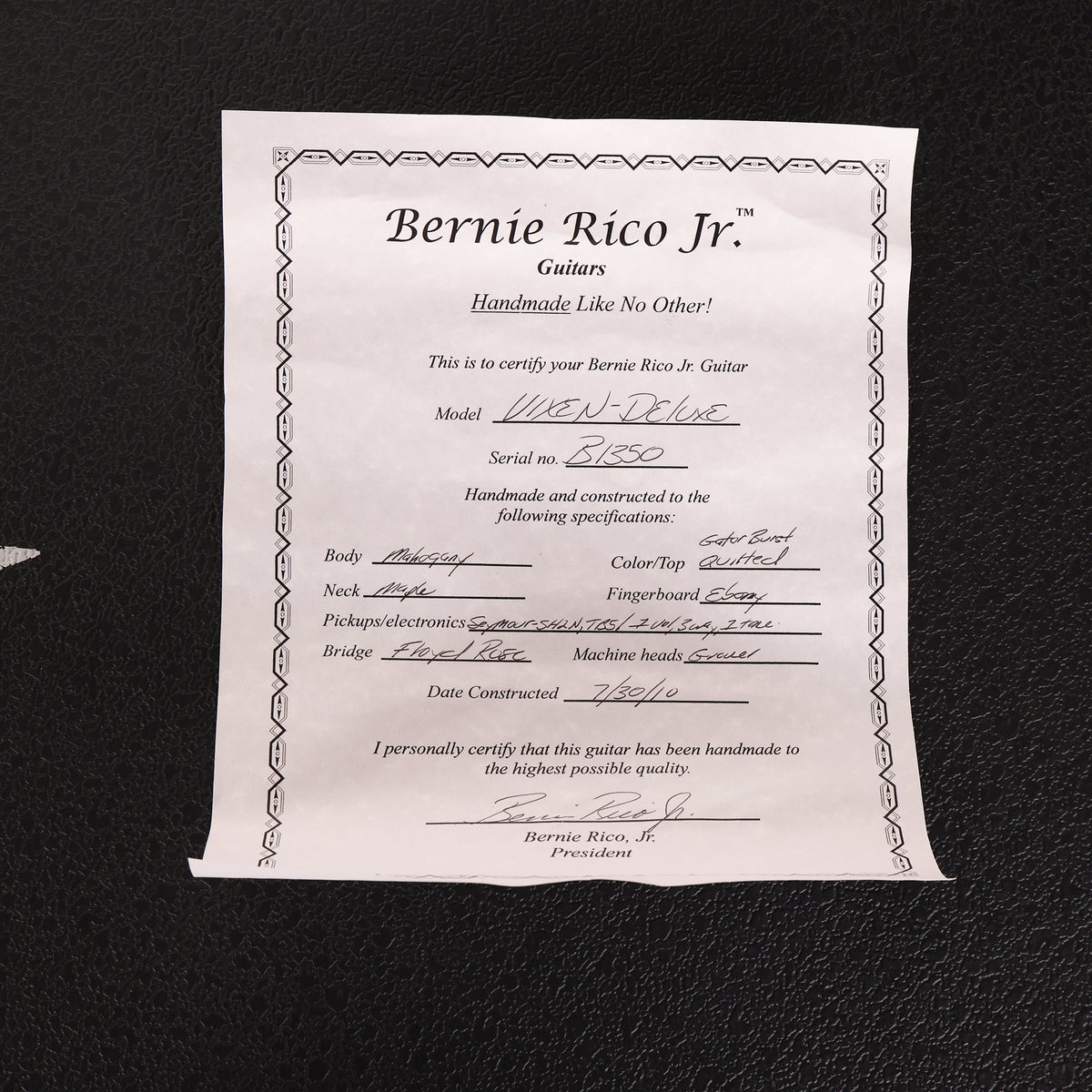 Bernie Rico Jr. Vixen Deluxe Gator Burst 2010 — 14