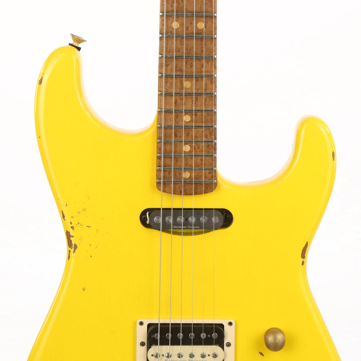 Charvel Custom Shop San Dimas HS Nitro Aged Roasted Alder Graffiti Yellow — 6